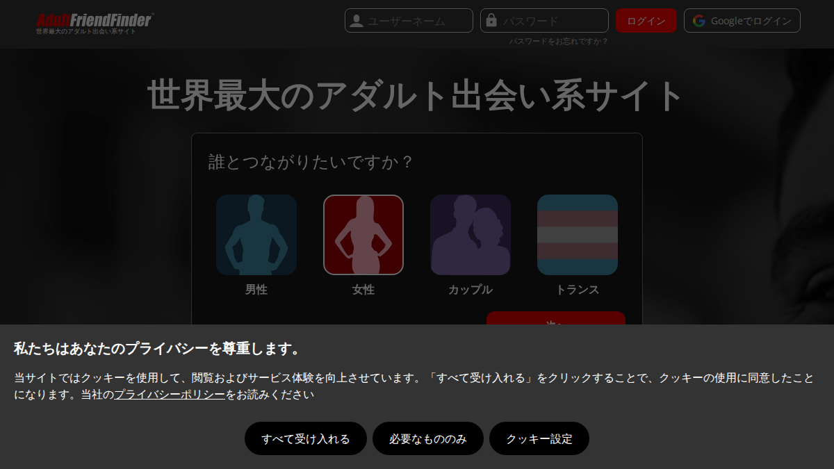 AdultFriendFinder website preview