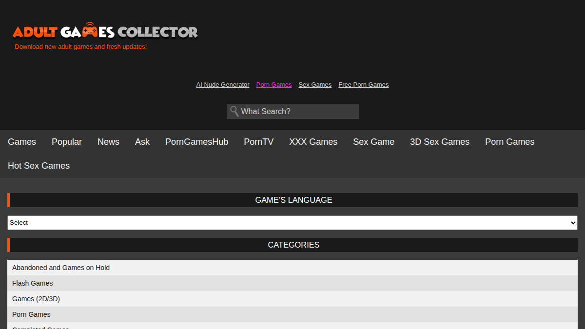 AdultGamesCollector website preview