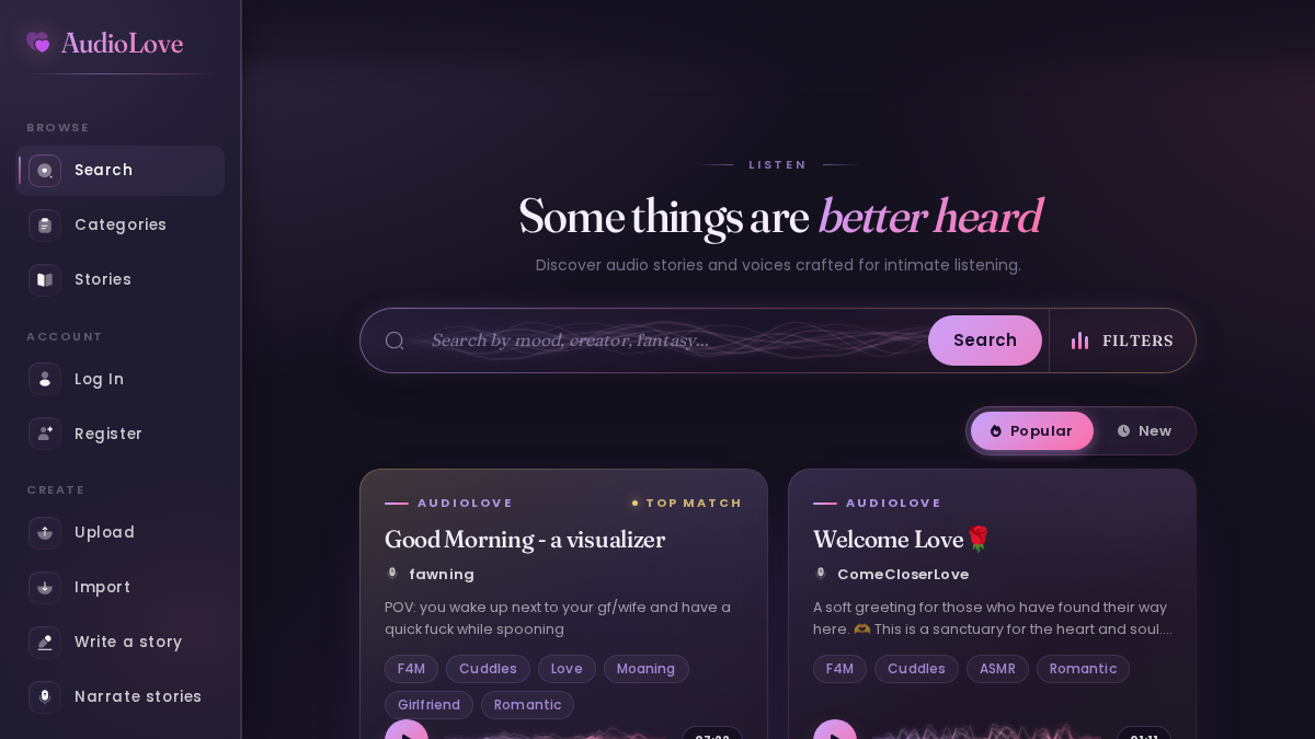 AudioLove website preview