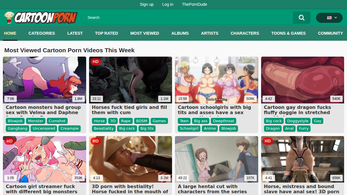 CartoonPorn.pro website preview