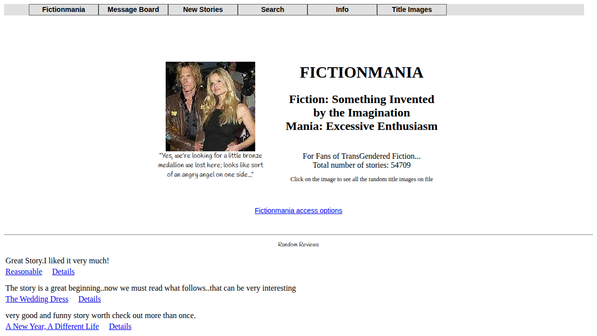 FictionMania website preview
