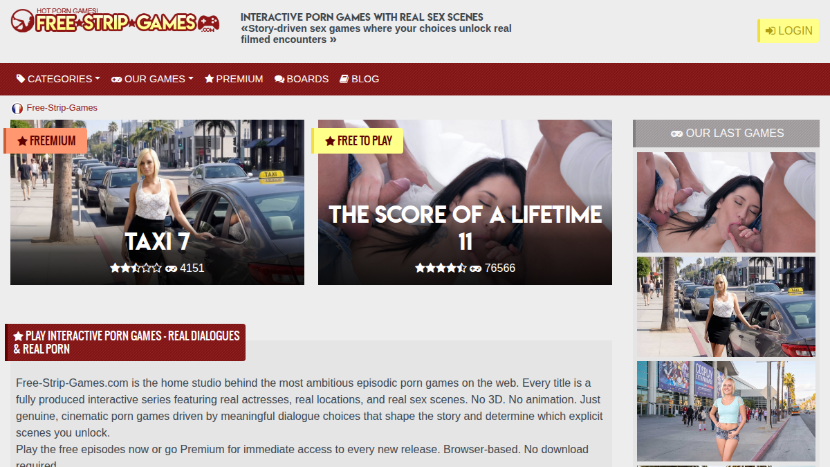 Free Strip Games website preview
