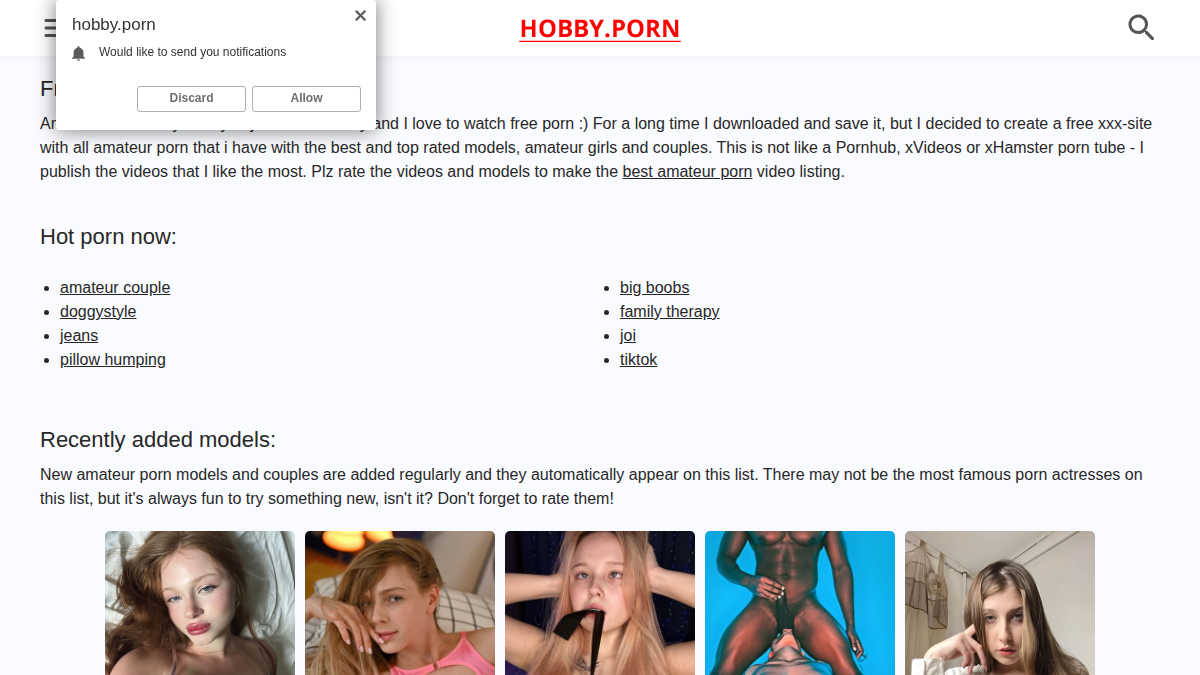 Hobby Porn website preview