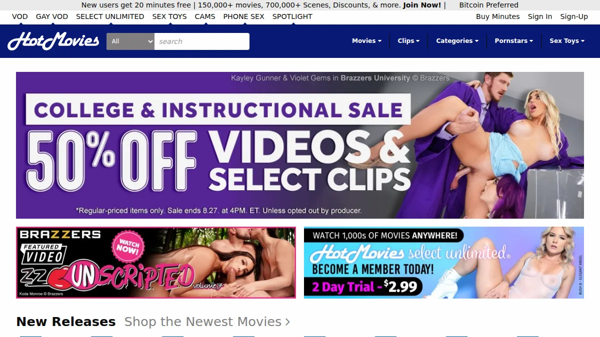 HotMovies website preview