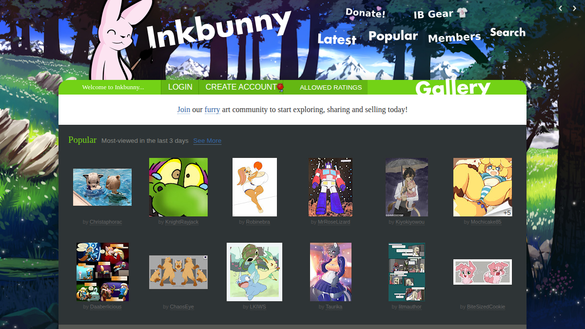 InkBunny website preview