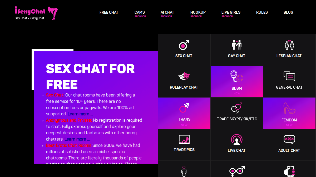 iSexyChat website preview