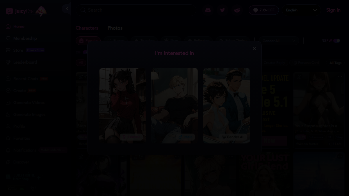 JuicyChat AI website preview