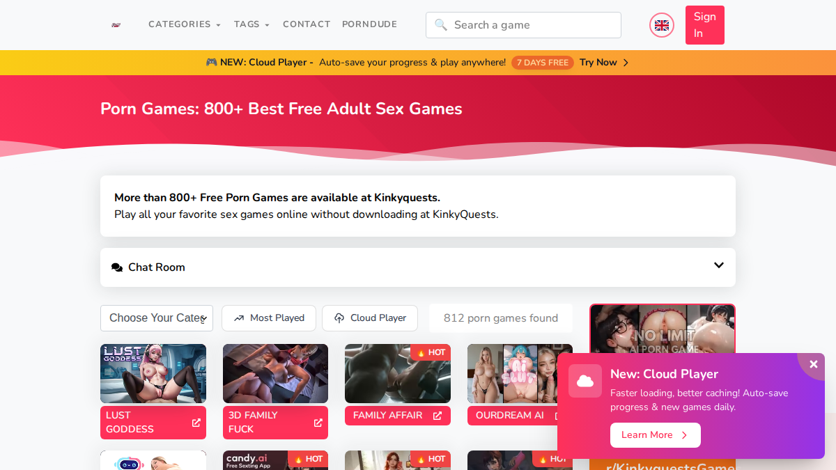 KinkyQuests website preview