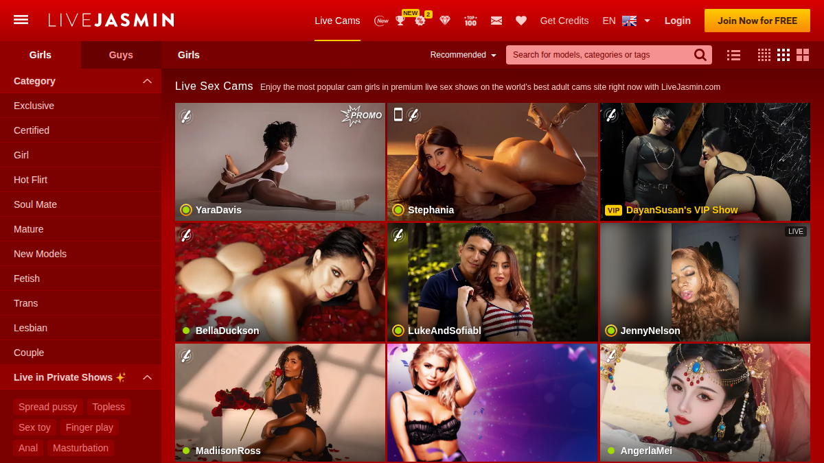 LiveJasmin website preview