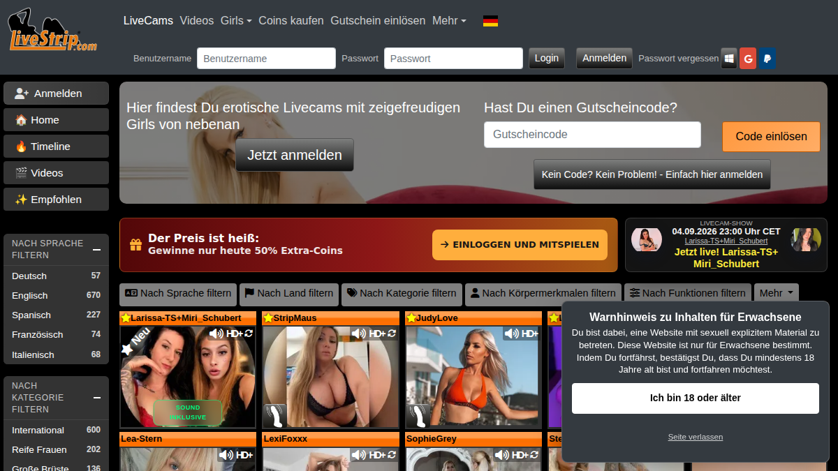 LiveStrip website preview