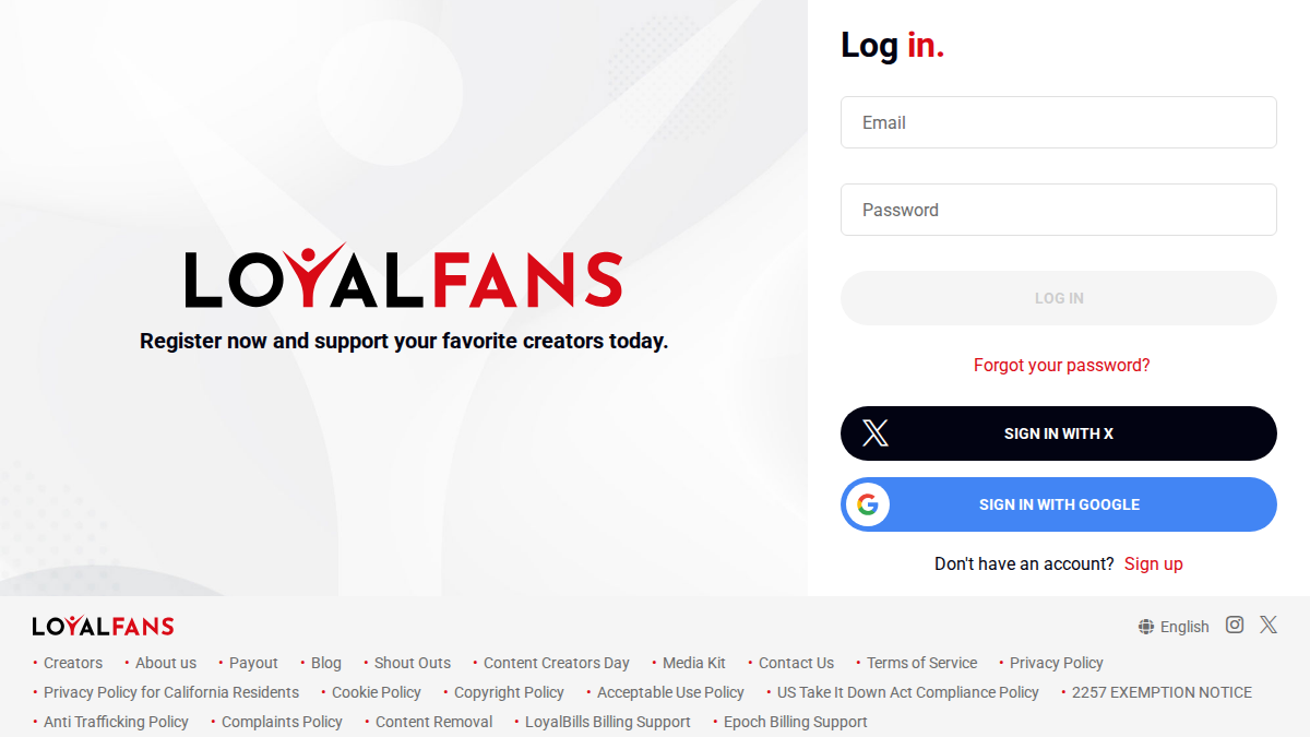 LoyalFans website preview