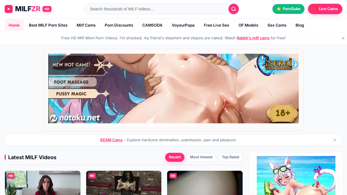 Milfzr website preview