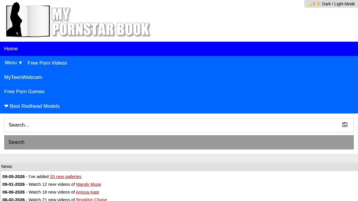 MyPornstarBook website preview