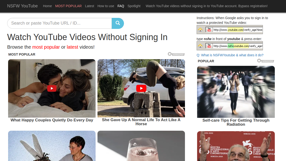 NSFW YouTube website preview