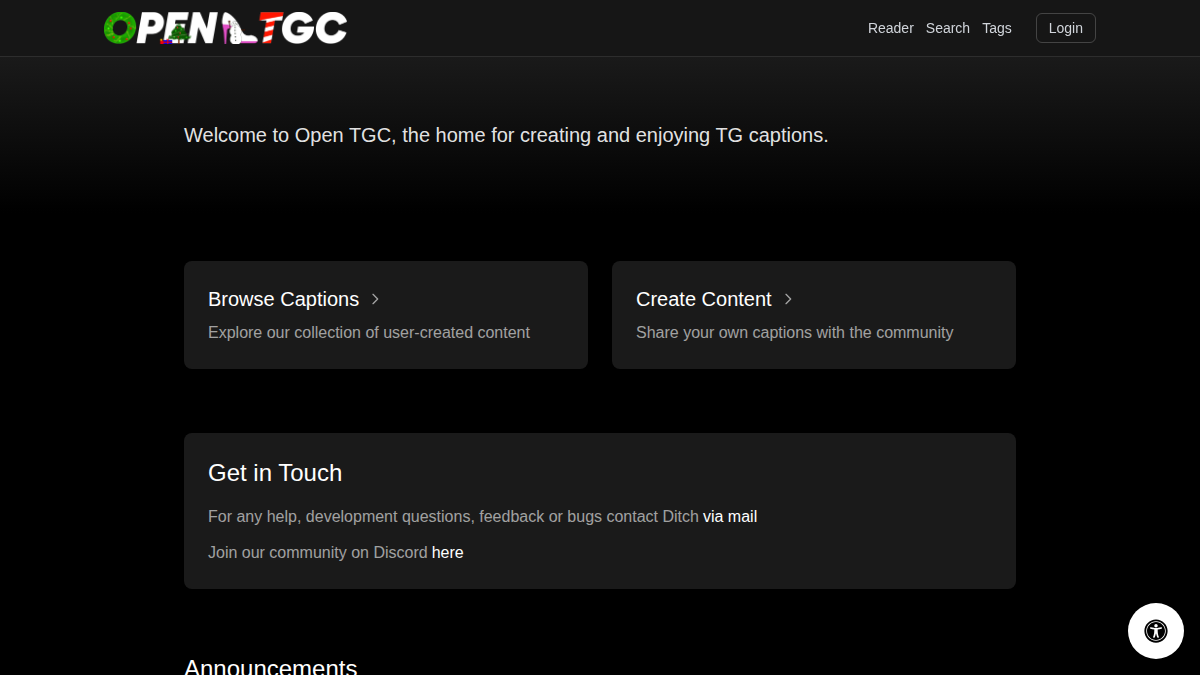 OpenTGC website preview