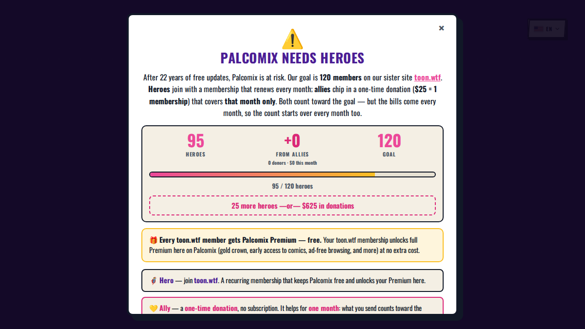 PalComix website preview