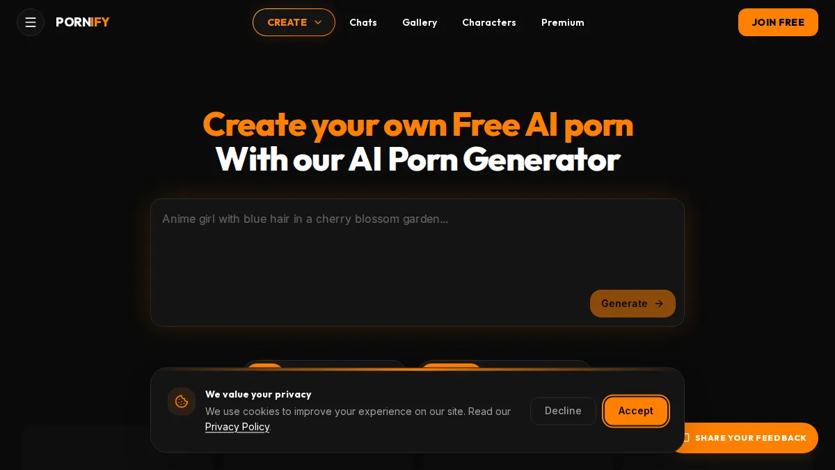 Pornify website preview