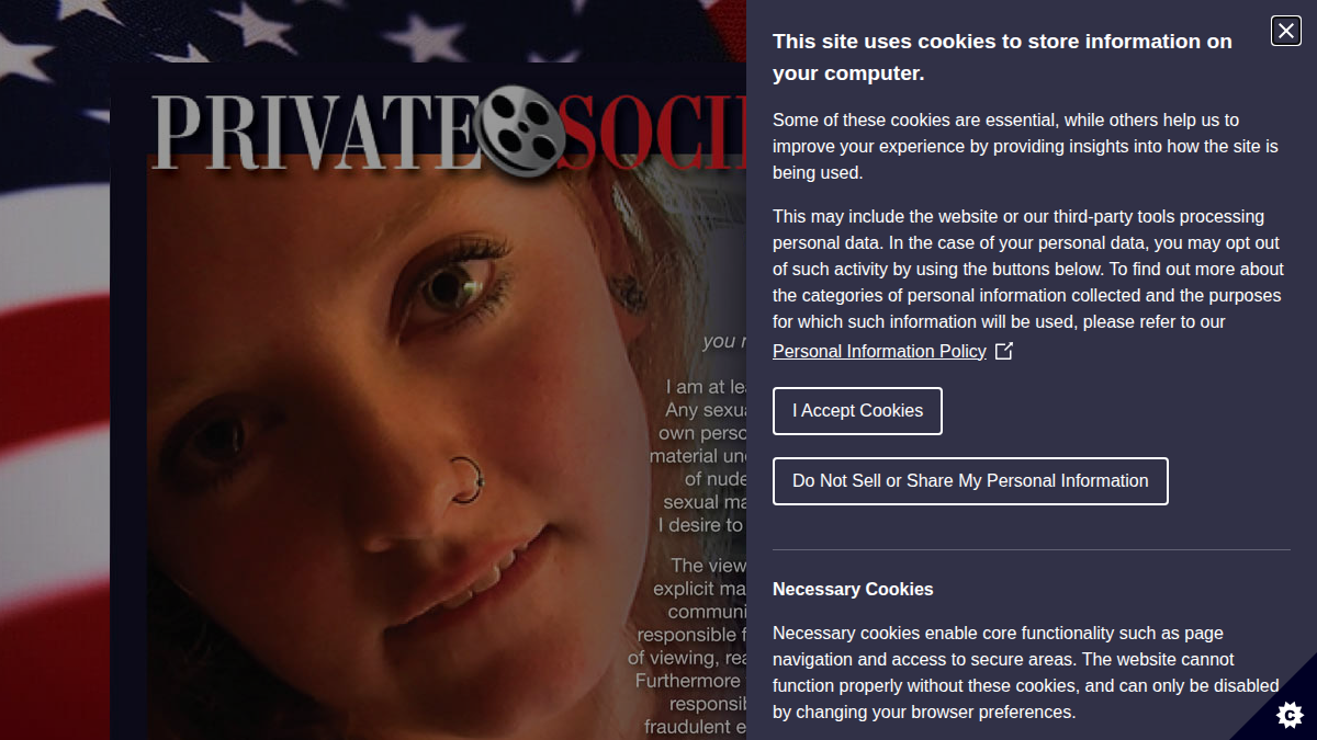 Private Society website preview