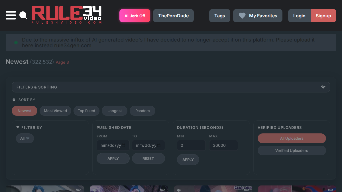 Rule34Video website preview