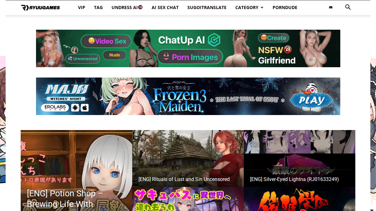 RyuuGames website preview