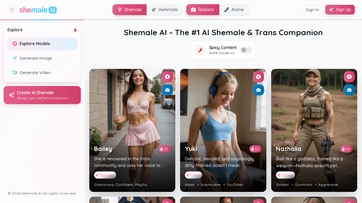 Shemale AI website preview
