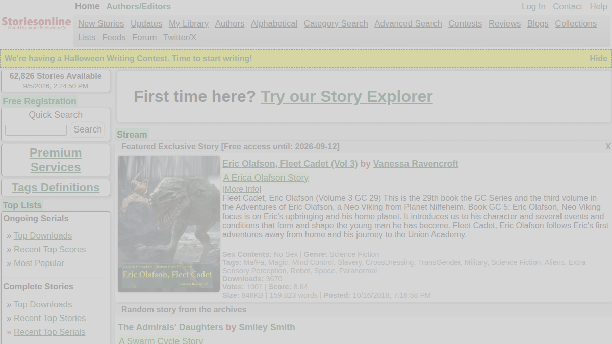 StoriesOnline website preview