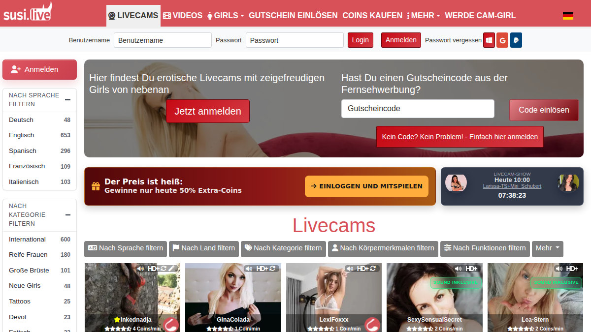 Susi Live website preview
