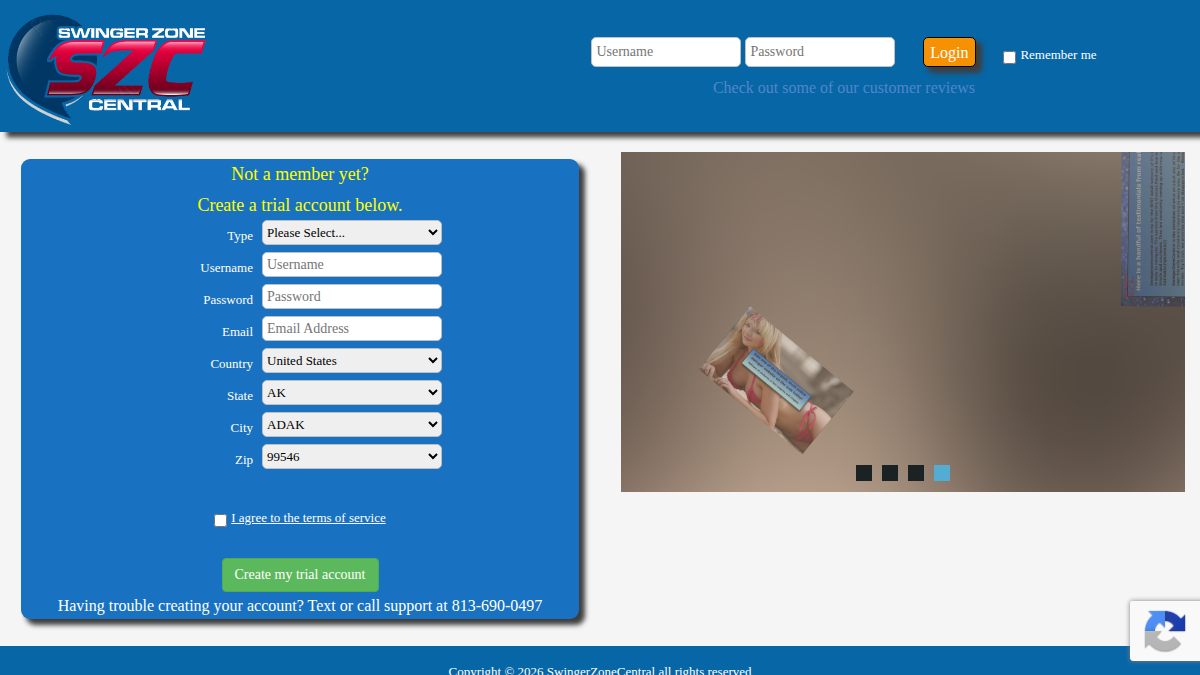 Swinger Zone Central website preview
