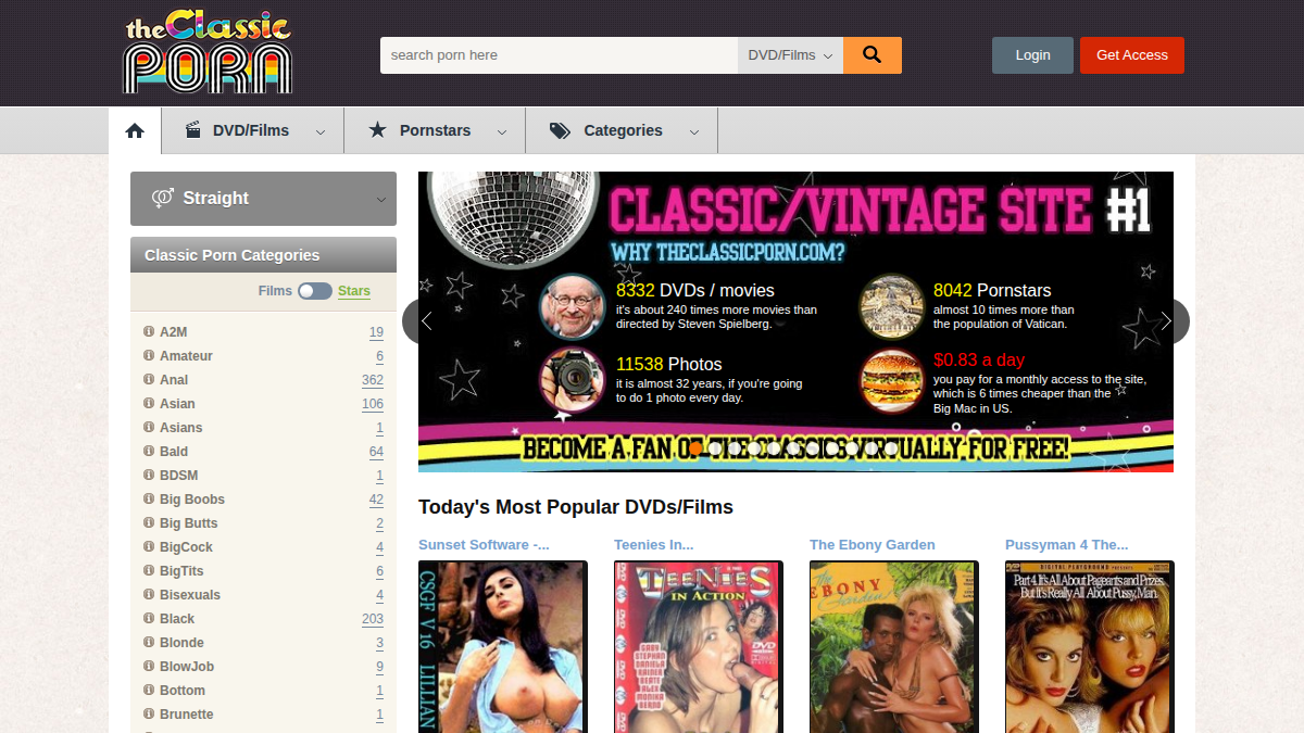 The Classic Porn website preview