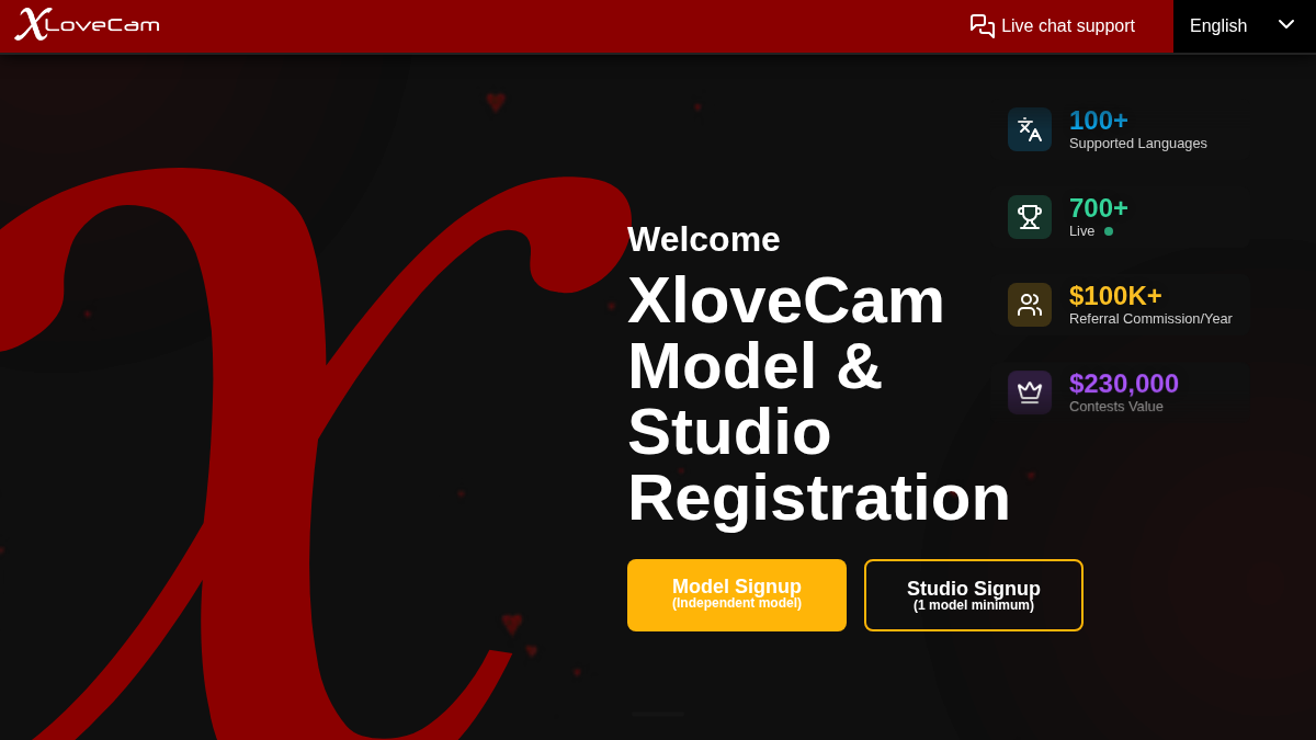 XLoveCam website preview