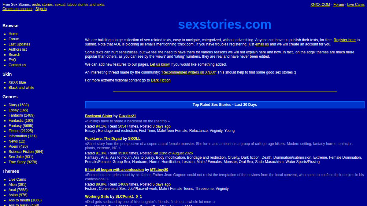XNXX Sex Stories website preview