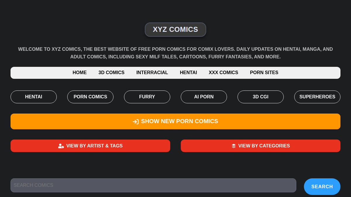 XYZComics website preview
